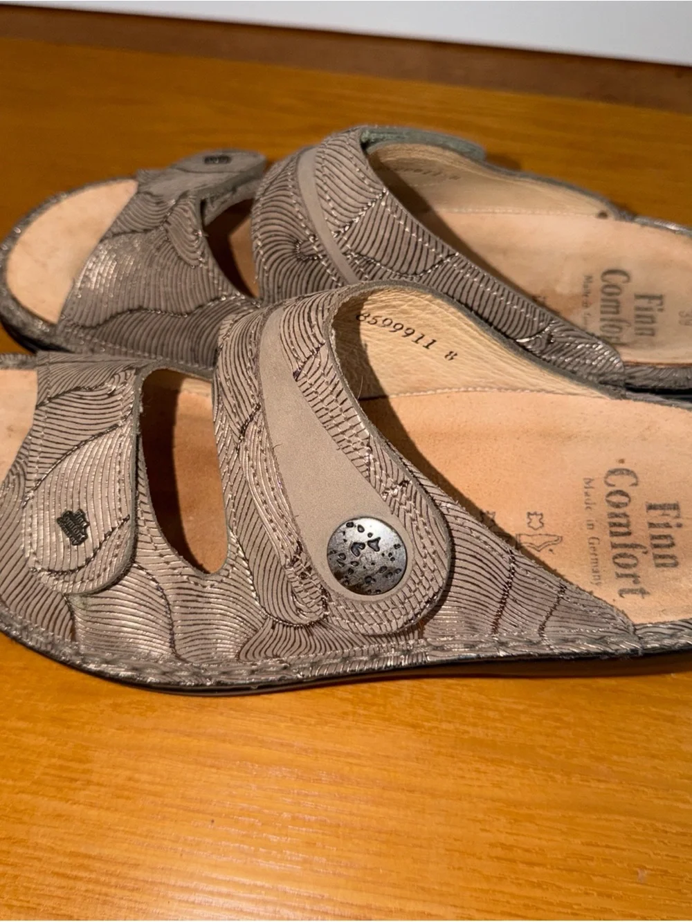 Finn Comfort Java Taupe Leather Comfort Sandals EU 39 US 8.5